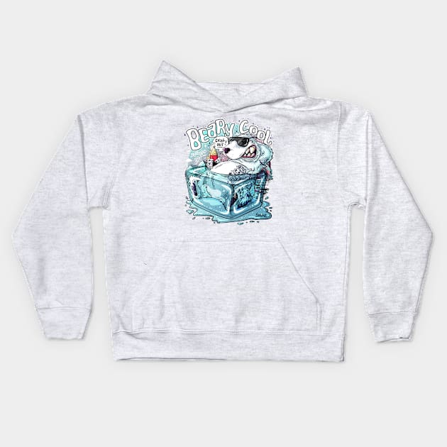 Beary cool Polar bear pun Kids Hoodie by SPIRIMAL